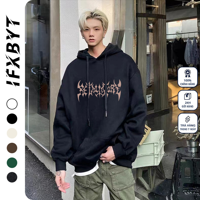 Áo Hoodie Cotton IFXBYT áo dài tay form rộng in hình boy phố unisex 100% cotton-B0093