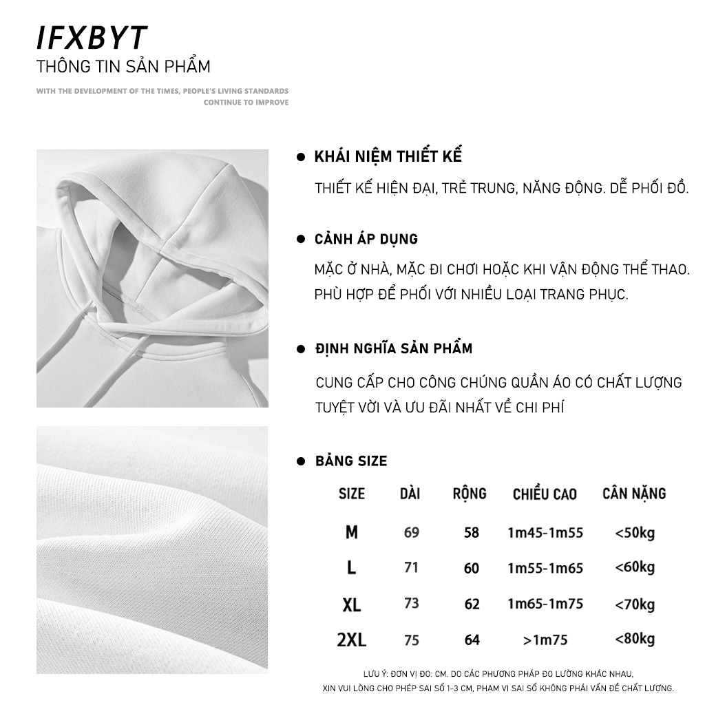 Áo Hoodie Cotton IFXBYT áo dài tay form rộng in hình boy phố unisex 100% cotton-B0093