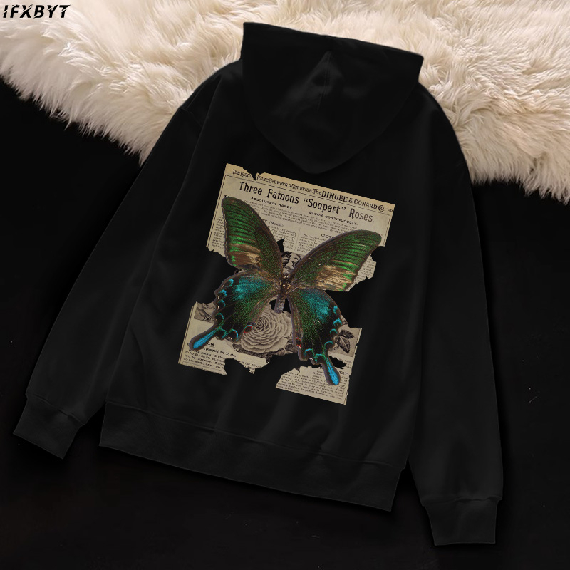 Áo Hoodie Cotton IFXBYT áo dài tay form rộng in hình boy phố unisex 100% cotton-B0093