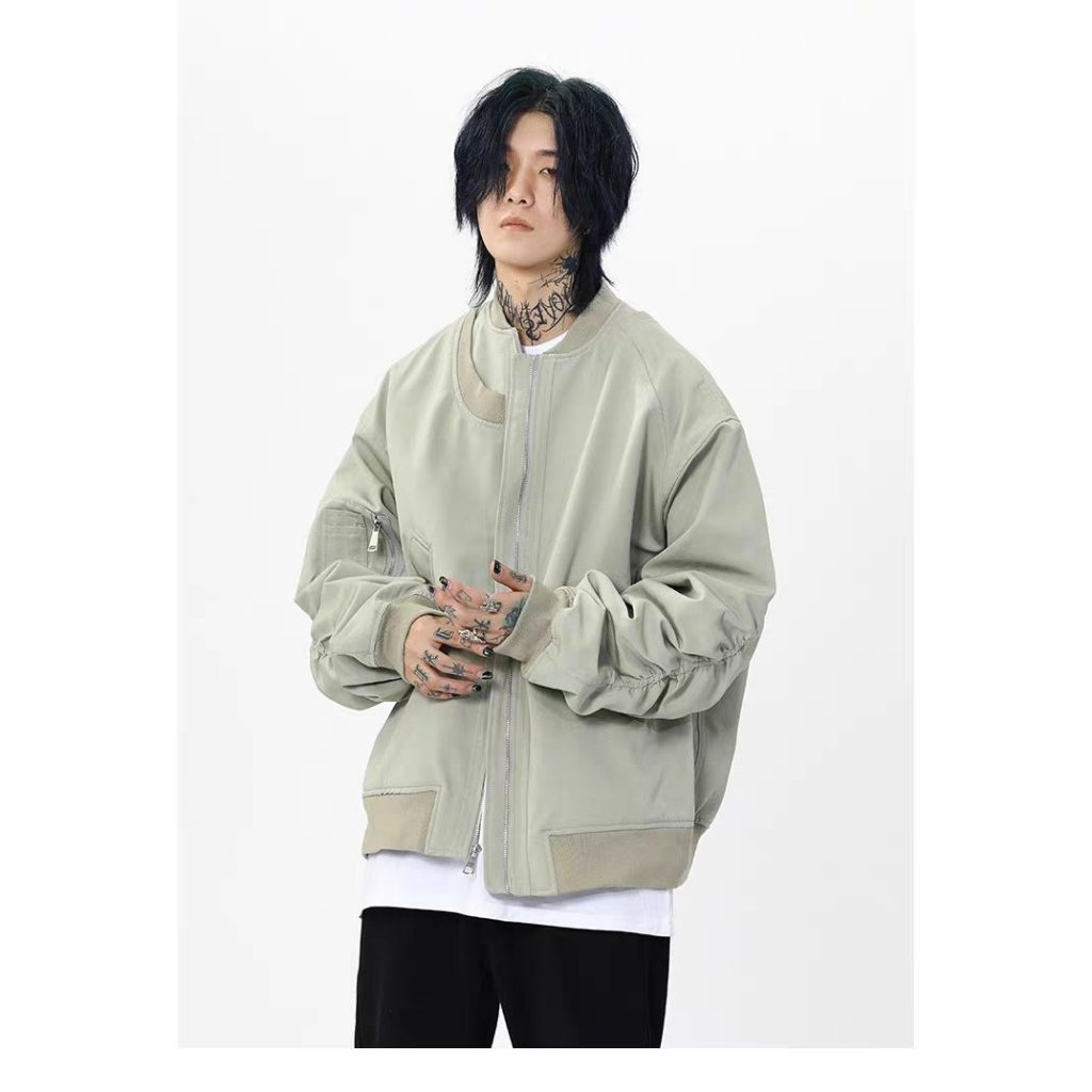 Áo khoác EERSHENSHI đồng phục bóng chày tay dài màu trơn đơn giản dễ phối đồ thời trang Hàn Quốc cho nam