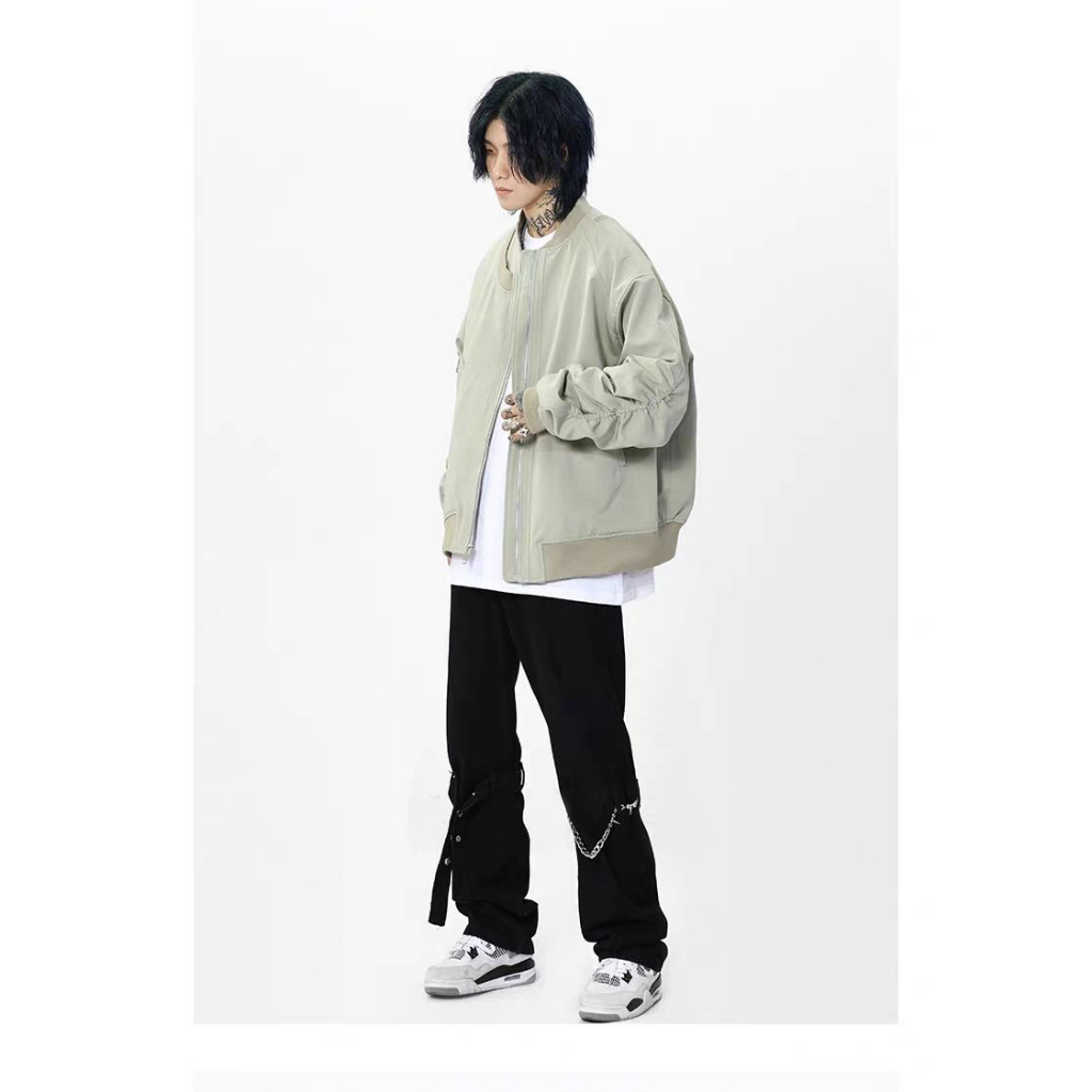 Áo khoác EERSHENSHI đồng phục bóng chày tay dài màu trơn đơn giản dễ phối đồ thời trang Hàn Quốc cho nam