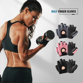 Thể dục thể thao nam nữ cử tạ thoáng khí chống trơn trượt silicone nửa ngón găng tay đi xe đạp