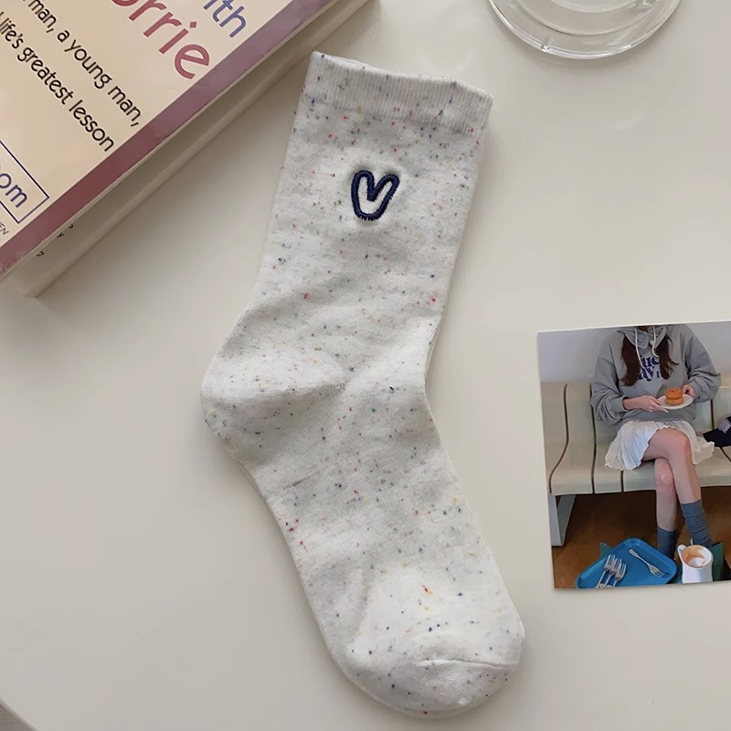 Thời Trang Vớ cotton Họa Tiết Chấm Bi Hình Trái Tim Dành Cho Bé Gái