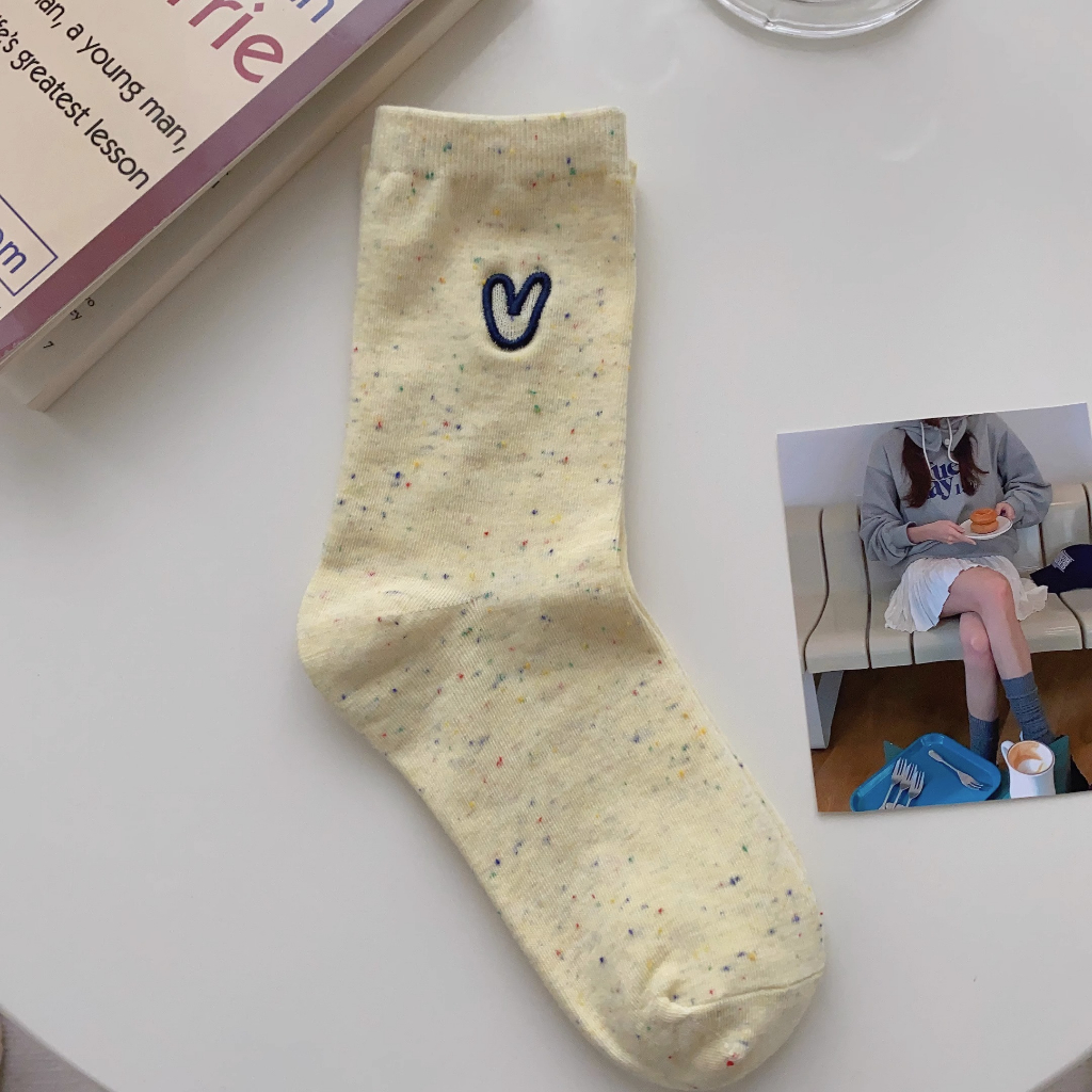 Thời Trang Vớ cotton Họa Tiết Chấm Bi Hình Trái Tim Dành Cho Bé Gái