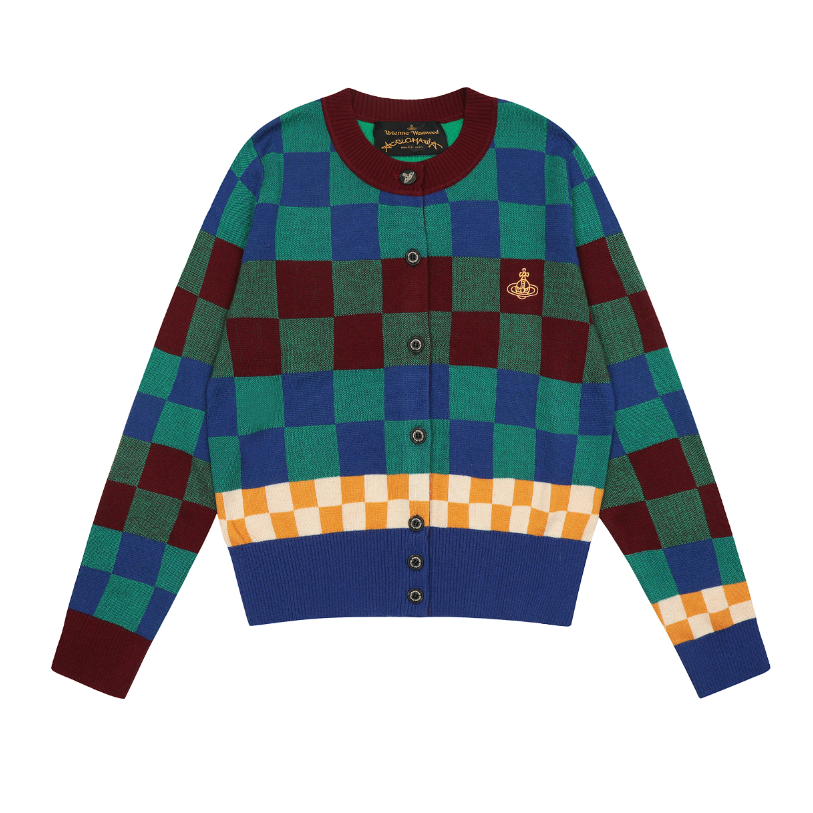 ❤ Ready stock ❤ * Viven * westwood * Áo Khoác cardigan Dệt Kim Thêu Họa Tiết Kẻ Sọc retro niche Xu Hướng Đa Năng