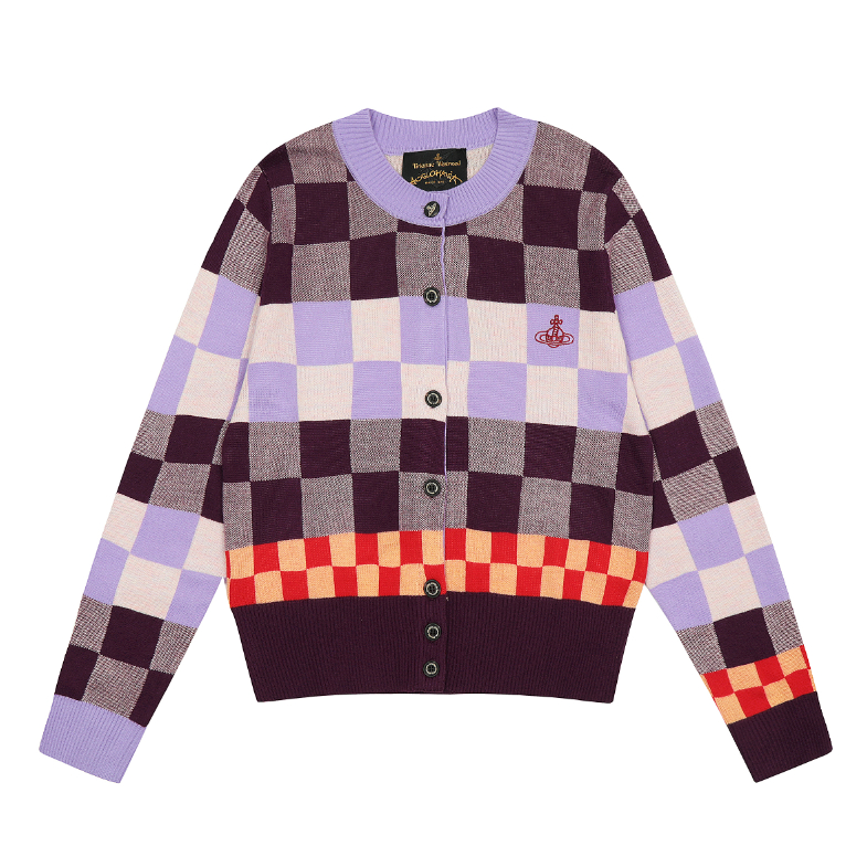 ❤ Ready stock ❤ * Viven * westwood * Áo Khoác cardigan Dệt Kim Thêu Họa Tiết Kẻ Sọc retro niche Xu Hướng Đa Năng