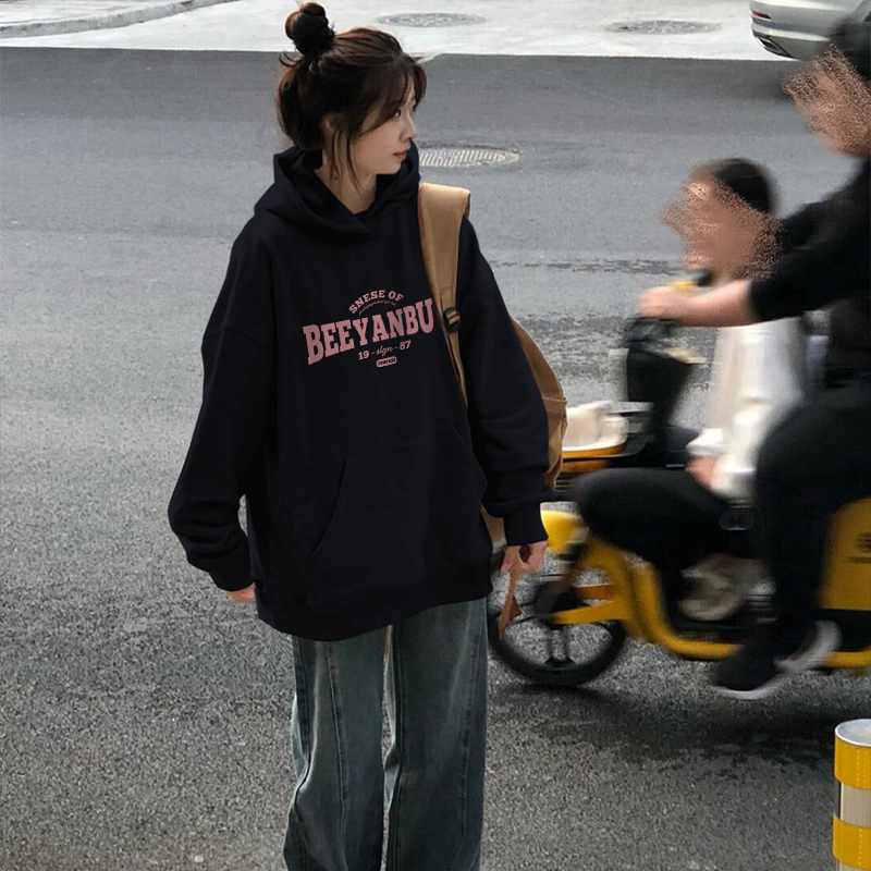 Áo hoodie Tay Dài Dáng Rộng In Hình Thời Trang