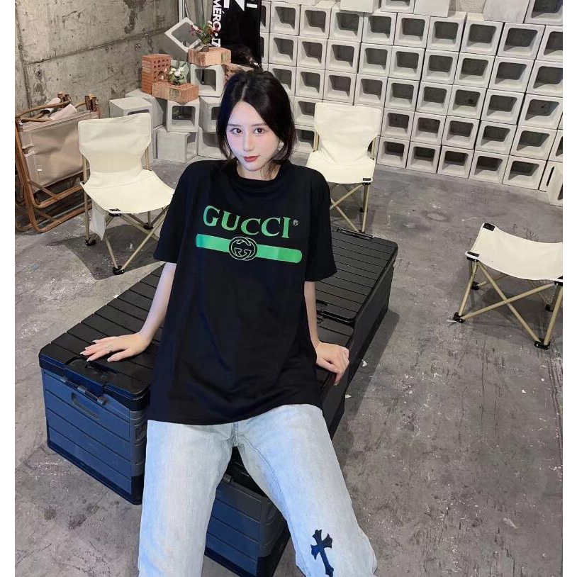 Gucc1 fashion in cotton unisex crew neck short-sleeved t-shirt