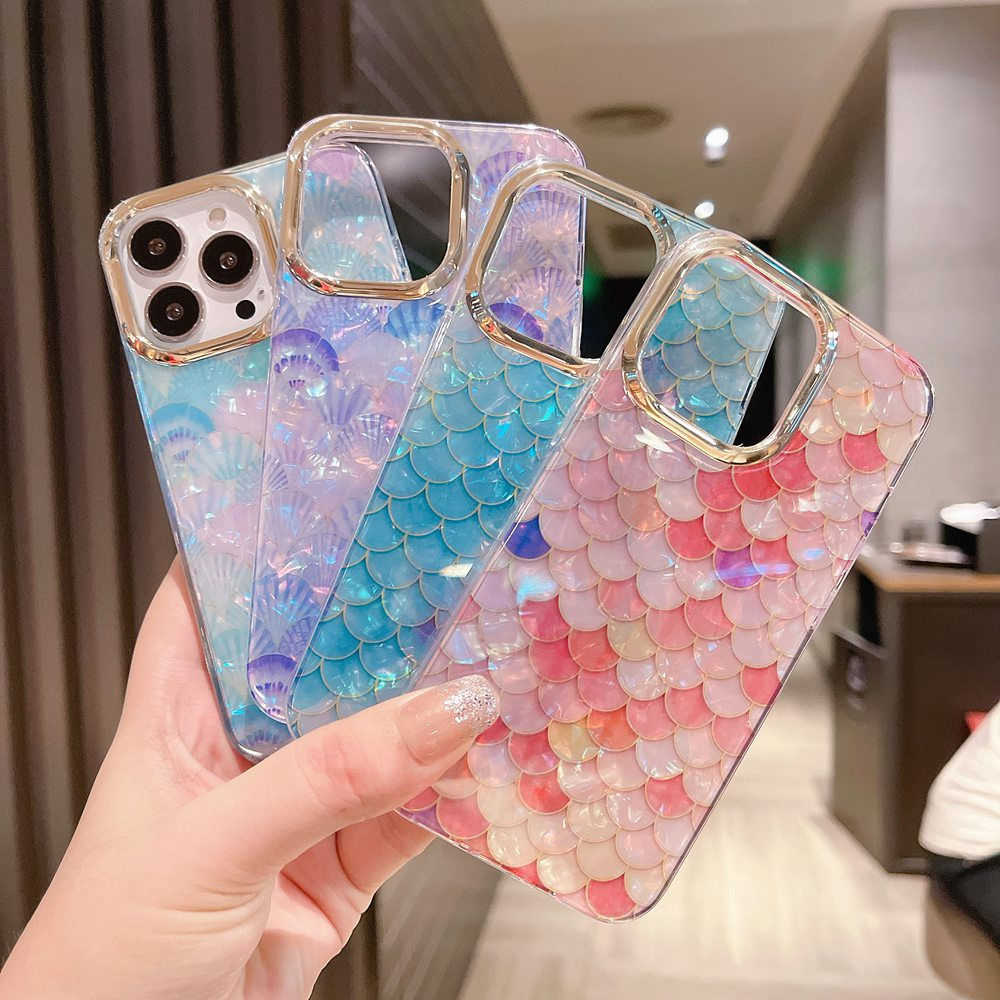Ốp Điện Thoại pc + tpu Họa Tiết Vảy Cá Cho iphone 11 12 13 14 15 pro max 14 plus