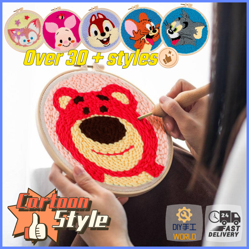 Bộ Dụng Cụ Thêu Tranh Chữ Thập / Kim Tự Làm Hình Lukisan Sulaman Hoạt Hình Cho Người Mới Bắt Đầu