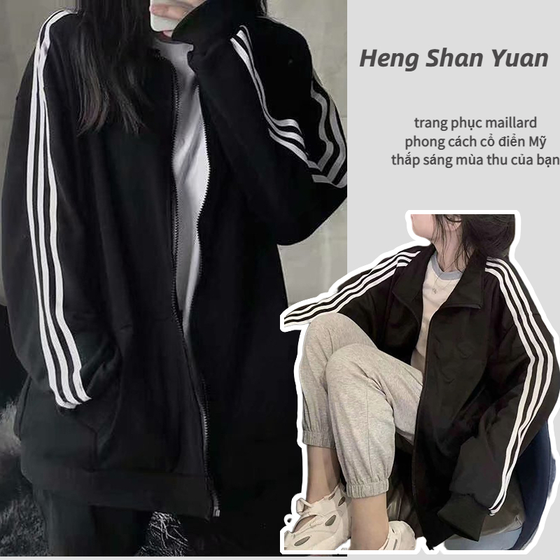 Áo Khoác Bóng Chày Mỏng Ba Sọc Màu Đen Thời Trang Xuân Thu Hàn Quốc 2023 Dành Cho Bạn Nữ
