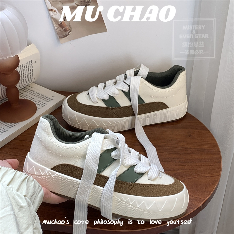 MUCHAO Giày thể thao dệt kim phong cách Hàn Quốc thời trang cho nữ