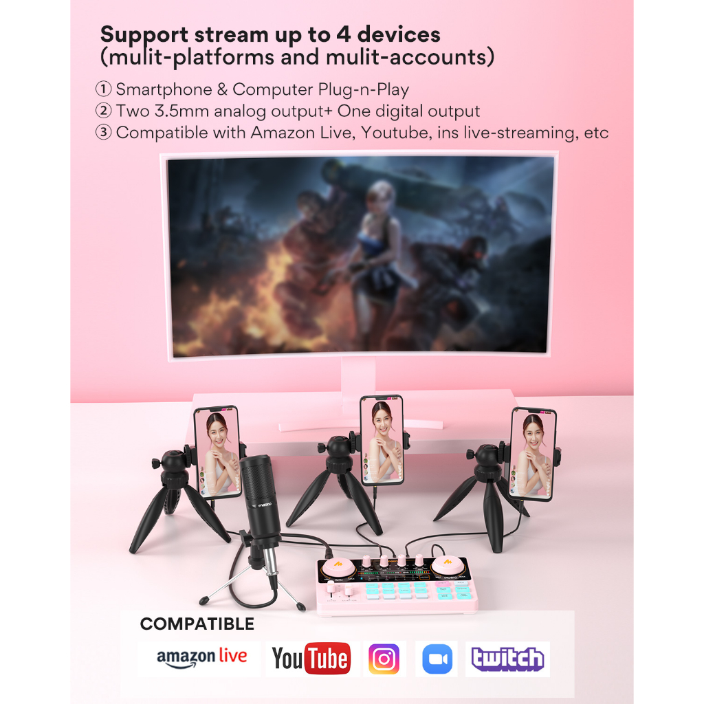 Maono Bộ Thẻ Âm Thanh am200-s1 3.5mm Chuyên Dụng Cho Máy Tính / Điện Thoại Di Động