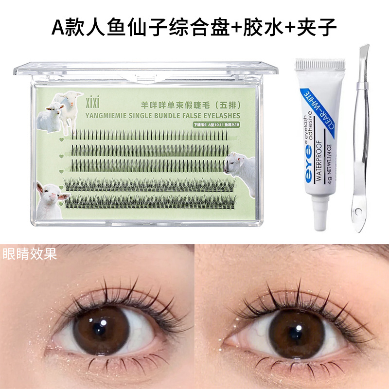 Lông Mi Giả Siêu Mịn Tự Nhiên Hình Quạt Đuôi Cá Cho Người Mới Bắt Đầu