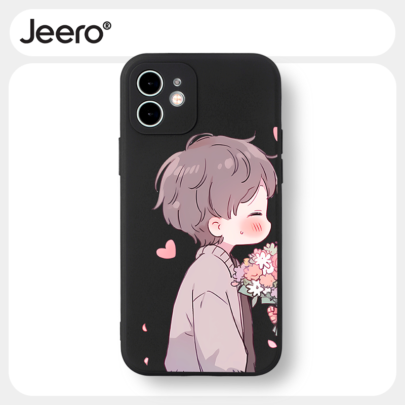 Ốp lưng JEERO mềm hoạt hình cặp đôi dễ thương đẹp độc lạ Cho iPhone 15 14 13 12 11 Pro Max SE 2020 X XR XS 8 7 ip 6S 6 Plus kute HFF3507