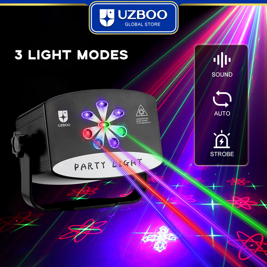 Uzboo Đèn Chiếu laser 128 / 64 Họa Tiết Có Âm Thanh Với Phích Cắm usb Cho Tiệc Sinh Nhật Đám Cưới ktv