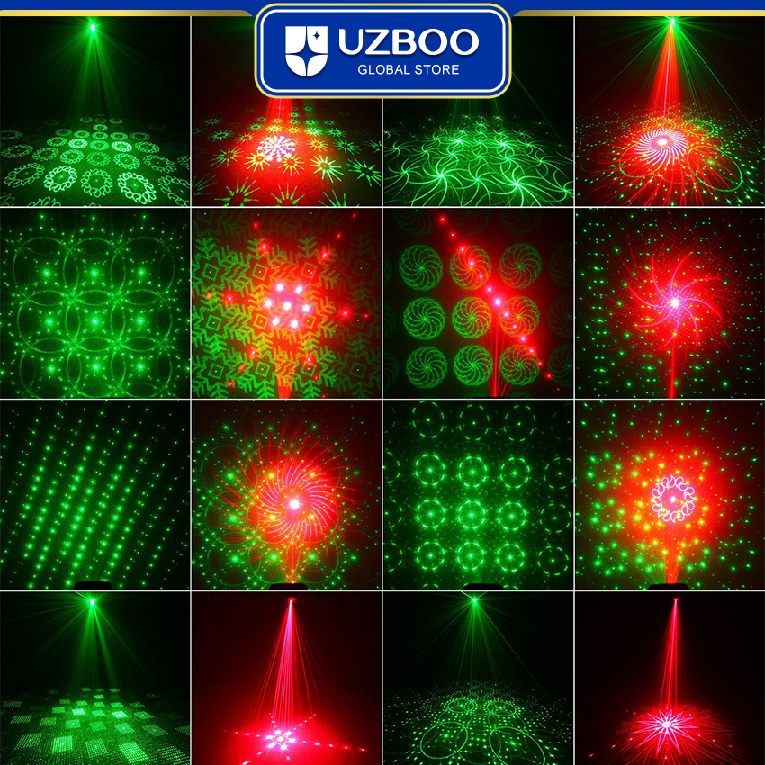 Uzboo Đèn Chiếu laser 128 / 64 Họa Tiết Có Âm Thanh Với Phích Cắm usb Cho Tiệc Sinh Nhật Đám Cưới ktv