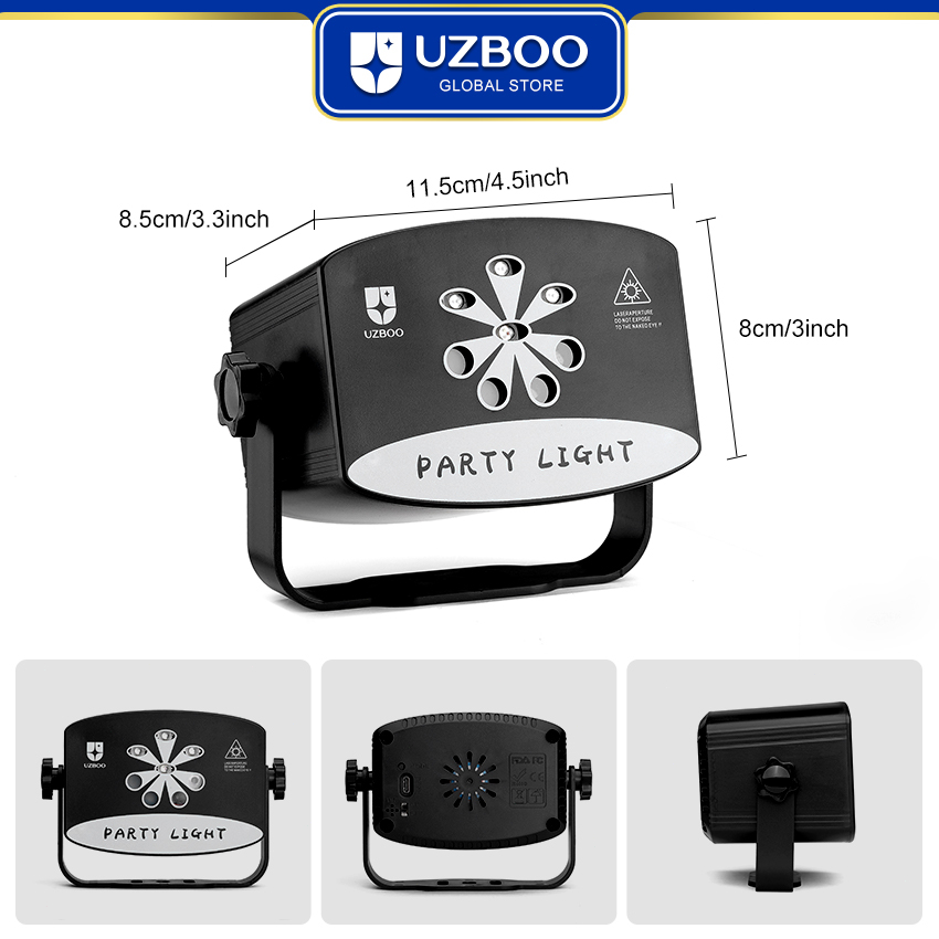 Uzboo Đèn Chiếu laser 128 / 64 Họa Tiết Có Âm Thanh Với Phích Cắm usb Cho Tiệc Sinh Nhật Đám Cưới ktv