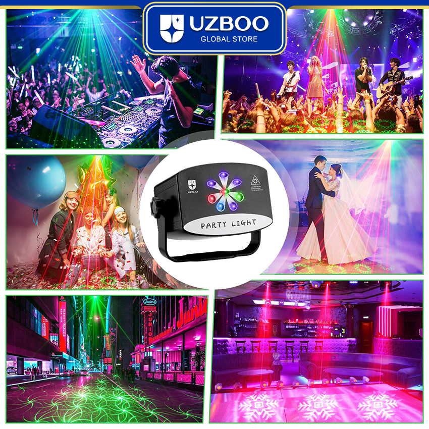 Uzboo Đèn Chiếu laser 128 / 64 Họa Tiết Có Âm Thanh Với Phích Cắm usb Cho Tiệc Sinh Nhật Đám Cưới ktv