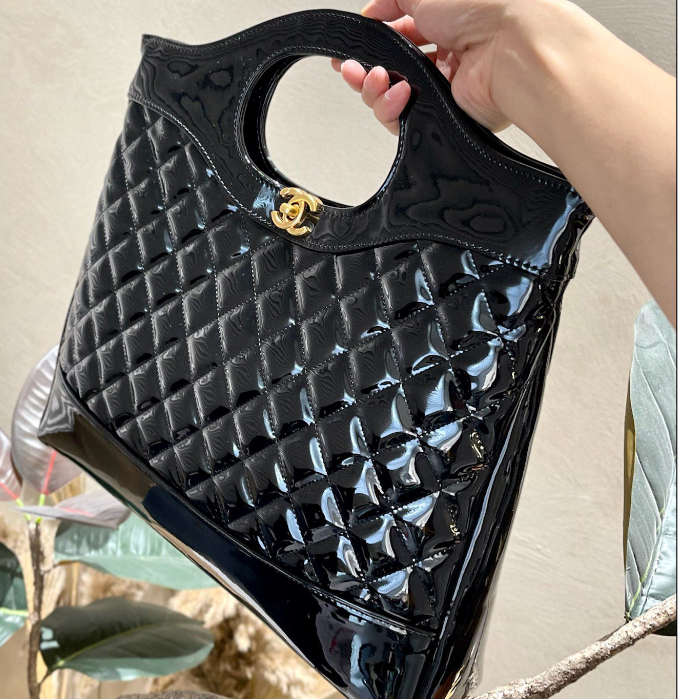 Túi Mua Sắm 31 Tông Da Bò Màu Vàng Và Kim Loại Kích Thước Lớn 36X31 cm Không Có Hộp