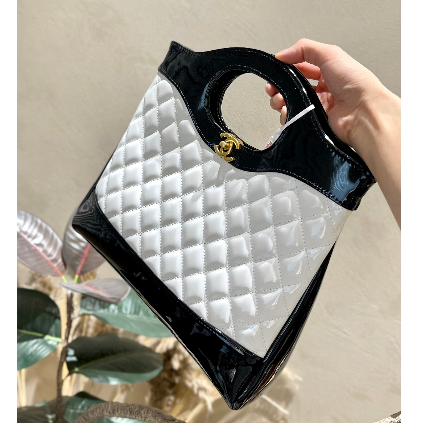 Túi Mua Sắm 31 Tông Da Bò Màu Vàng Và Kim Loại Kích Thước Lớn 36X31 cm Không Có Hộp