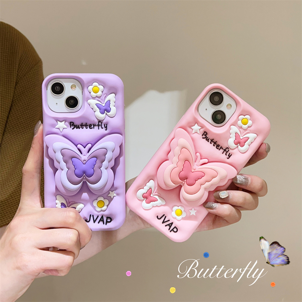 Bao Da Điện Thoại Họa Tiết Bướm 3d Cho iphone 14 pro max 13 pro max 12 pro max Ốp