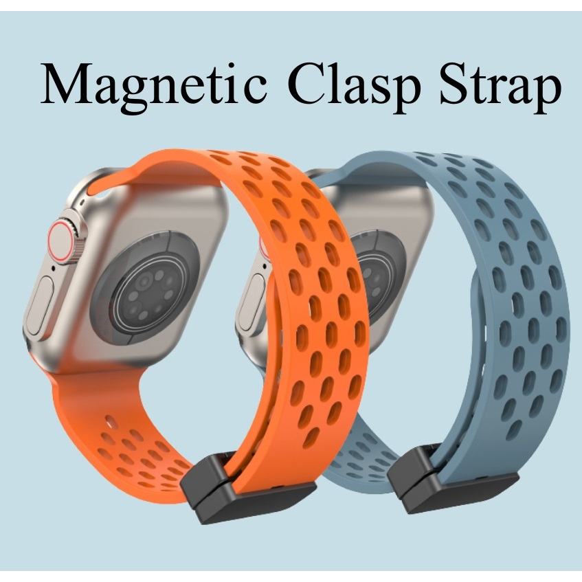 Mềm Dây Đeo Silicon Thoáng Khí Có Khóa Nam Châm Cho apple watch 41 / 40 / 38mm 49 / 45 / 44 / 42mm ultra2 / ultra / 9 / 8 / 7 / se / 6 / 5 / 4 / 3 / 2 / 1