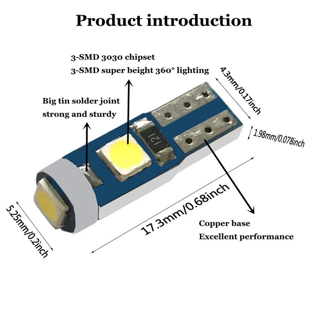 Bóng Đèn Led T5 W3W W1.2W 27 74 86 206 3SMD 3030 Gắn Bảng Điều Khiển Dành Cho Ô Tô