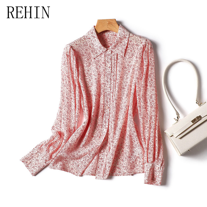 Rehin Áo Sơ Mi chiffon Lụa Dâu Tằm Tay Dài Lãng Mạn Và Ấm Áp Phong Cách Hàn Quốc Mới Cho Nữ