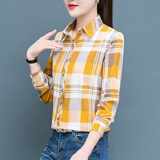 Áo Sơ Mi Tay Dài Dáng Ôm Sọc Ca Rô 12 Màu Sắc Thời Trang Trẻ Trung