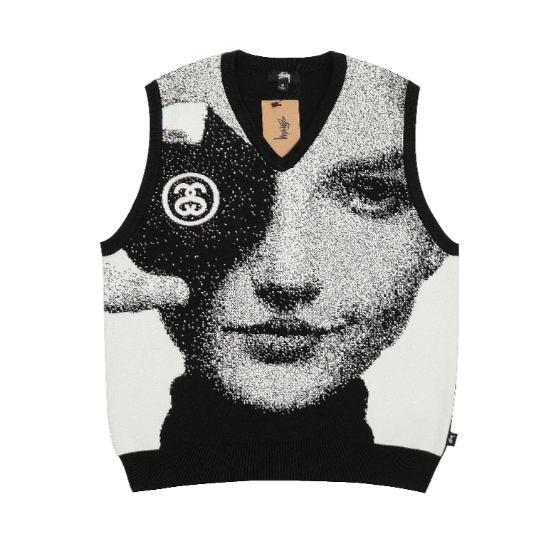 Áo vest Dệt Kim Họa Tiết Nhân Vật jacquard Thủ Công Đường Phố Thời Trang Bốn Mùa unisex