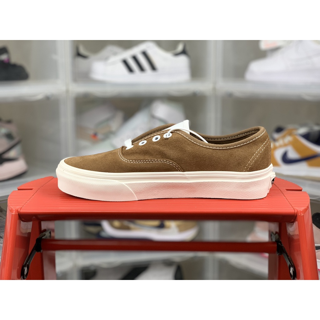 Vans Giày Thể Thao Da Màu Nâu Phong Cách retro Cá Tính