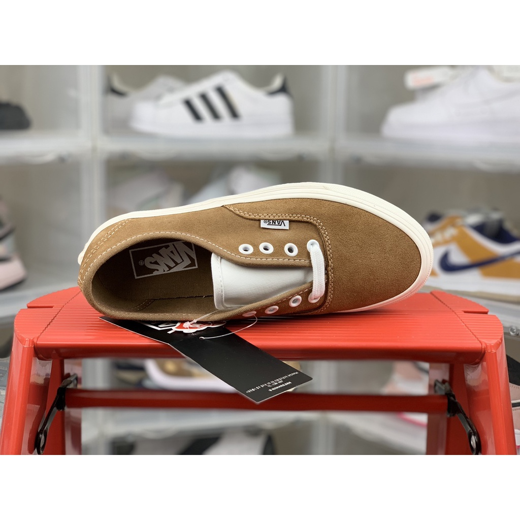 Vans Giày Thể Thao Da Màu Nâu Phong Cách retro Cá Tính