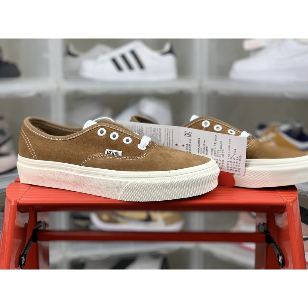 Vans Giày Thể Thao Da Màu Nâu Phong Cách retro Cá Tính