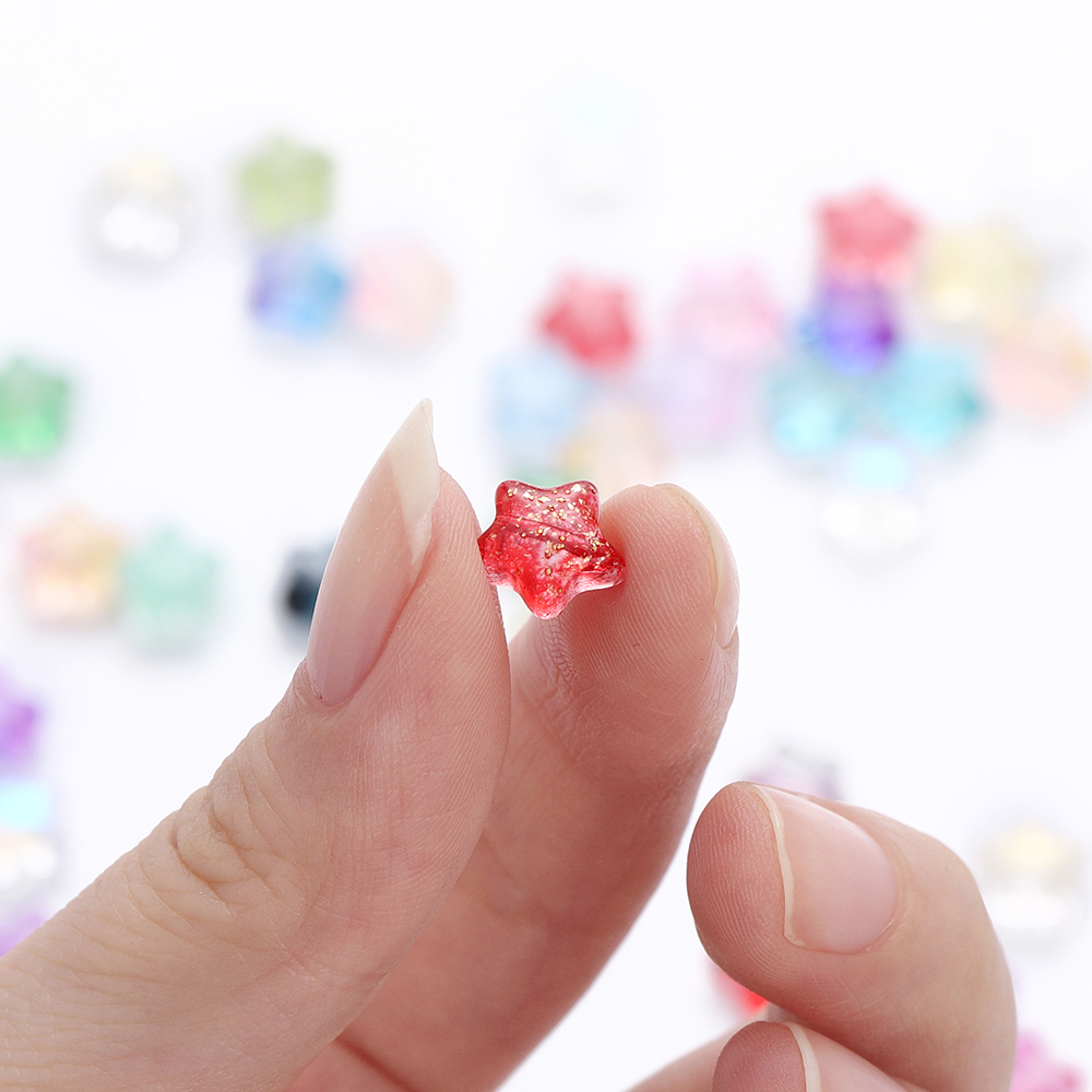 St. kunkka Set 10 Hạt Thủy Tinh 8mm Hình Ngôi Sao Năm Cánh Làm Trang Sức Thủ Công