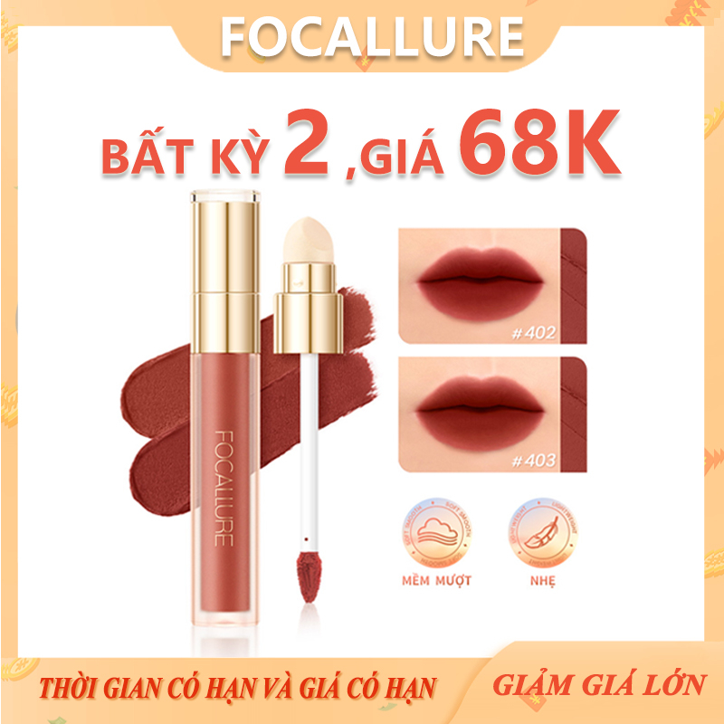 Son Lì FOCALLURE 2 Trong 1 Trọng Lượng Nhẹ Thoáng Khí Đa Dụng Kèm Cọ Xốp