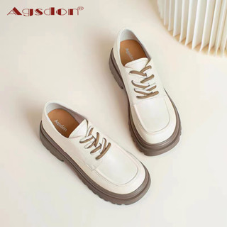 Agsdon Giày Da Đế Dày Thời Trang Mùa Thu 2025 Cho Nữ