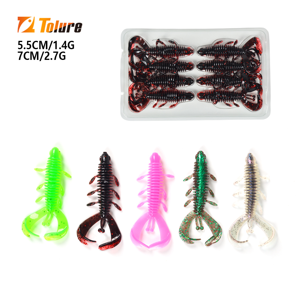 Tl Mồi Mềm 55mm / 1.4g / 10 chiếc 70mm / 2.7g / 8 chiếc Mồi Câu Cá Mềm Tôm Tôm Hùm Nhựa Mềm Mồi Câu Cá Nước Ngọt Mồi Nhân Tạo