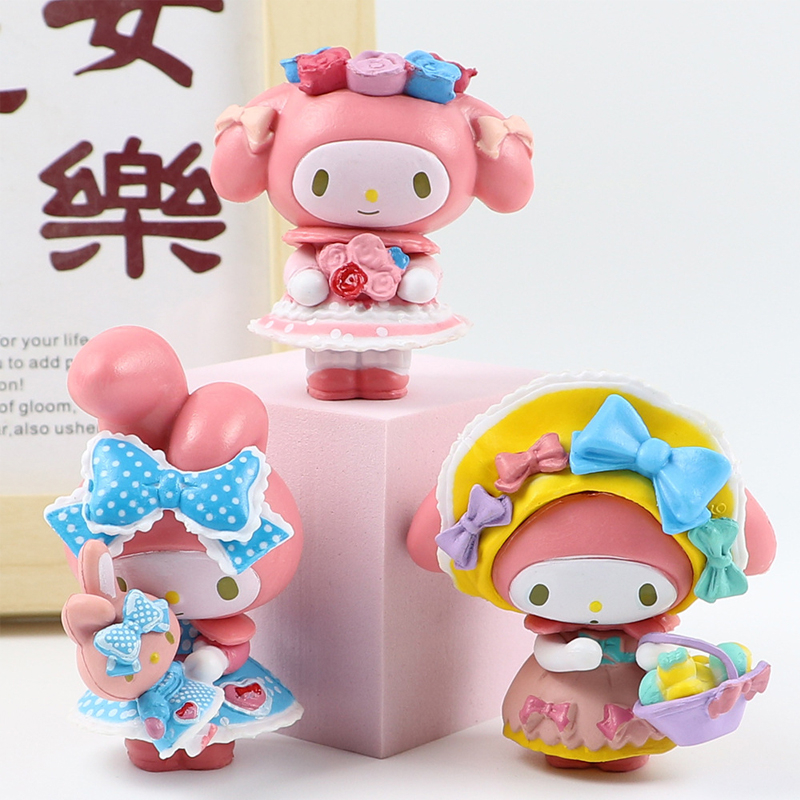 Mô Hình Giỏ Hoa sanrio my melody 5.8cm Bằng pvc Phong Cách Hoạt Hình Dễ Thương Trang Trí Bánh Kem