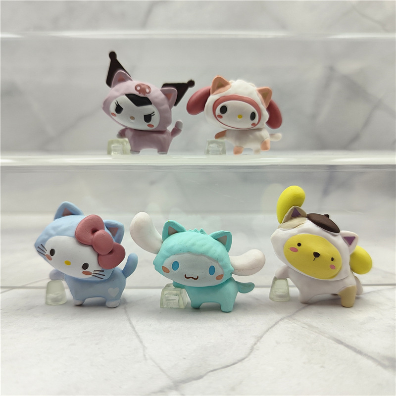 SANRIO Set 5 Mô Hình Nhân Vật Phim Hoạt Hình hello kitty 3-4cm