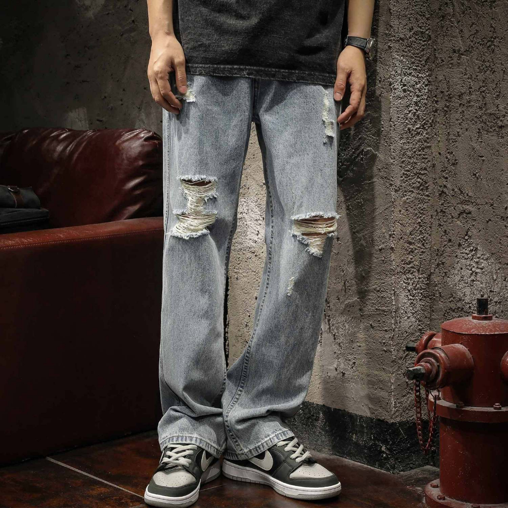 Quần jeans Dài Rách Gối Thời Trang Dành Cho Nam
