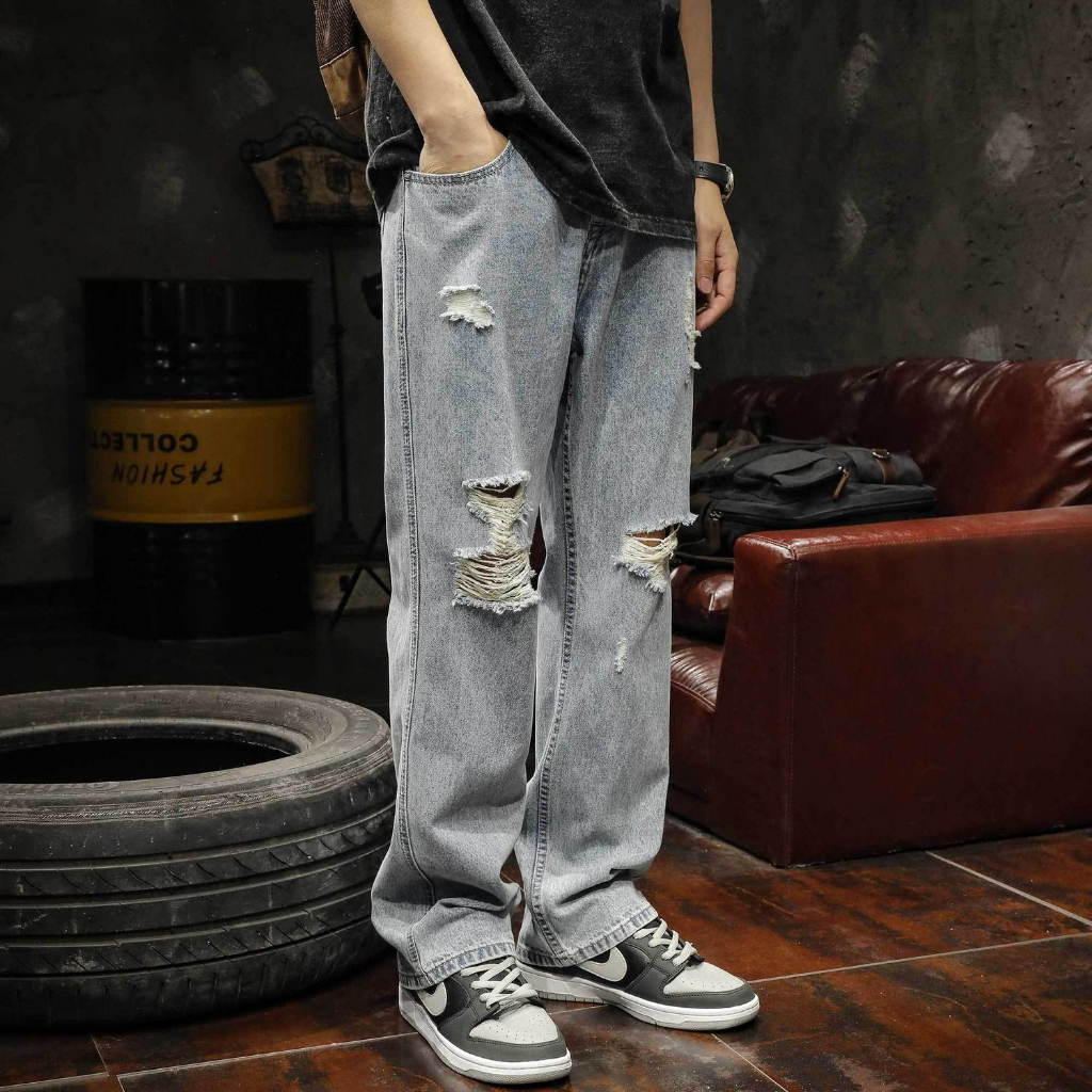 Quần jeans Dài Rách Gối Thời Trang Dành Cho Nam