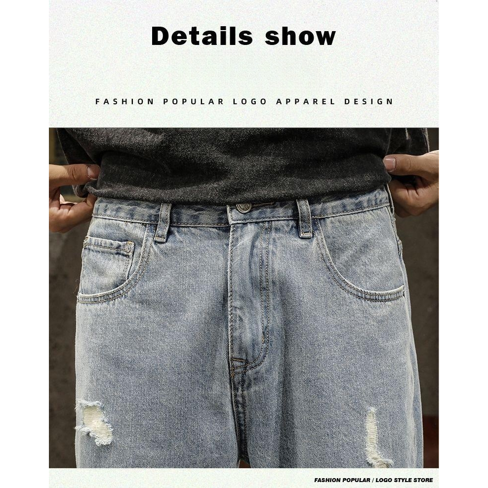 Quần jeans Dài Rách Gối Thời Trang Dành Cho Nam