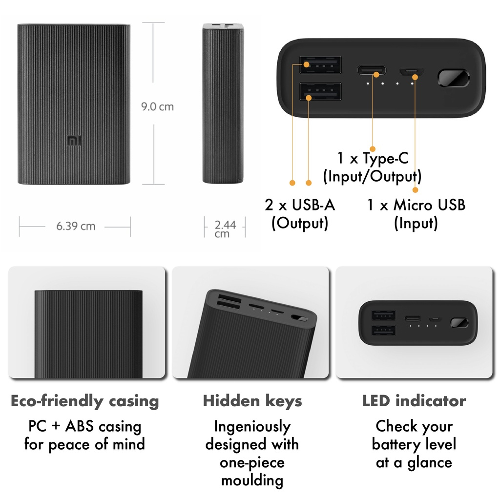 TAIPULING xiaomi sạc dự phòng    Sạc nhanh hai chiều 18W MAX PB1022ZM