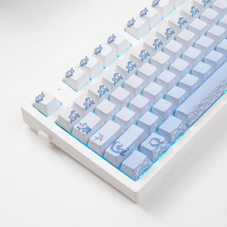 Blue and white porcelain PBT keycaps font transmits light OEM profile gradient color keycap