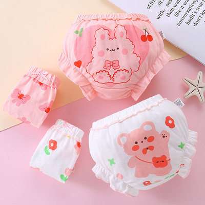 Adabaobao® ᵛⁿBộ 4 quần lót bông LUCKY BIG CAT mềm mại thoáng khí họa tiết dễ thương kiểu hoạt hình thời trang dành cho bé gái