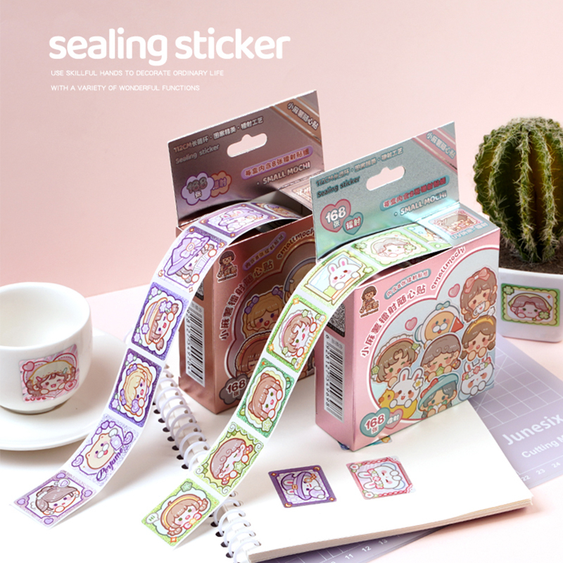 Mr. Paper 168 sheets /box Tia la-de sticker Cô gái truyện tranh dễ thương Trái Tim đăng Dán keo dán sáng tạo Tài liệu ghép tài liệu tay golem Ly DIY snack niêm phong Văn phòng phẩm trang trí
