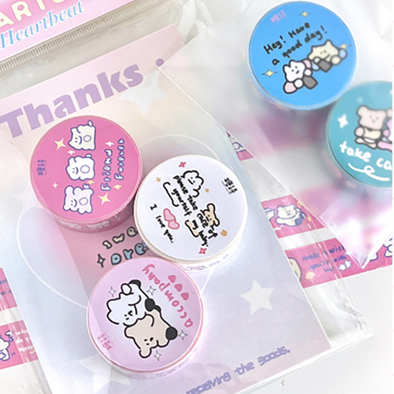 Mr. Paper 200cm/cuộn Washi băng Cô gái hàn quốc phong cách Dễ thương chữa lành gấu hoạt hình Tài liệu dán nền sáng tạo Hình ảnh sáng tạo Văn phòng phẩm trang trí băng