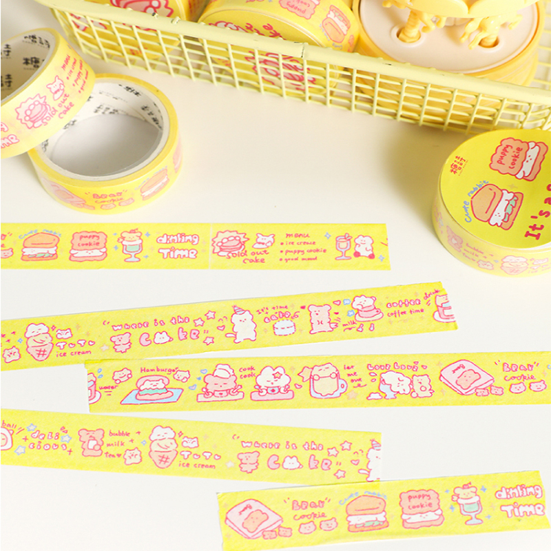 Mr. Paper 200cm/cuộn Washi băng Cô gái hàn quốc phong cách Dễ thương chữa lành gấu hoạt hình Tài liệu dán nền sáng tạo Hình ảnh sáng tạo Văn phòng phẩm trang trí băng