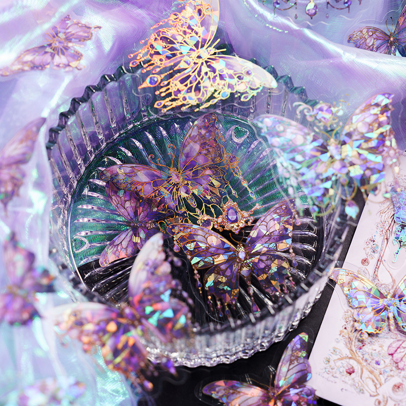 Mr. Paper 20 vé/túi Sticker PET Những giấc mơ lộng lẫy Hot bướm Đá quý Tài liệu dán nền sáng tạo Ly di động DIY Văn phòng phẩm trang trí dán